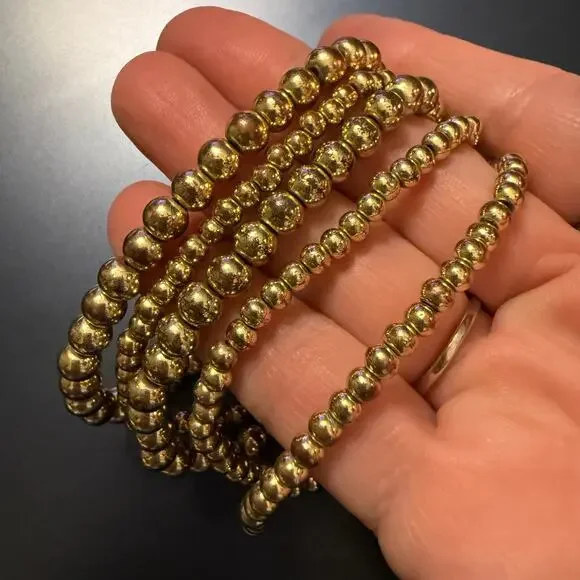 Set of Gold Tone Mixed Metal Beaded Bracelets - Picture 7 of 9